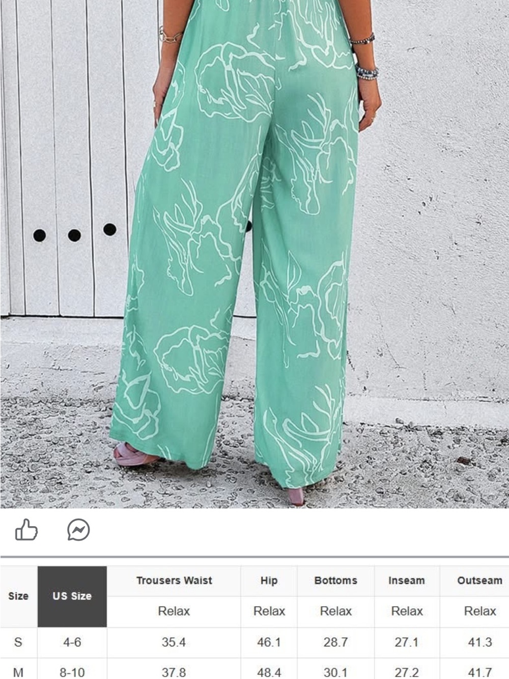 SHEIN Mint Green Floral-Print Wide-Leg Jumpsuit - Picture 2 of 3